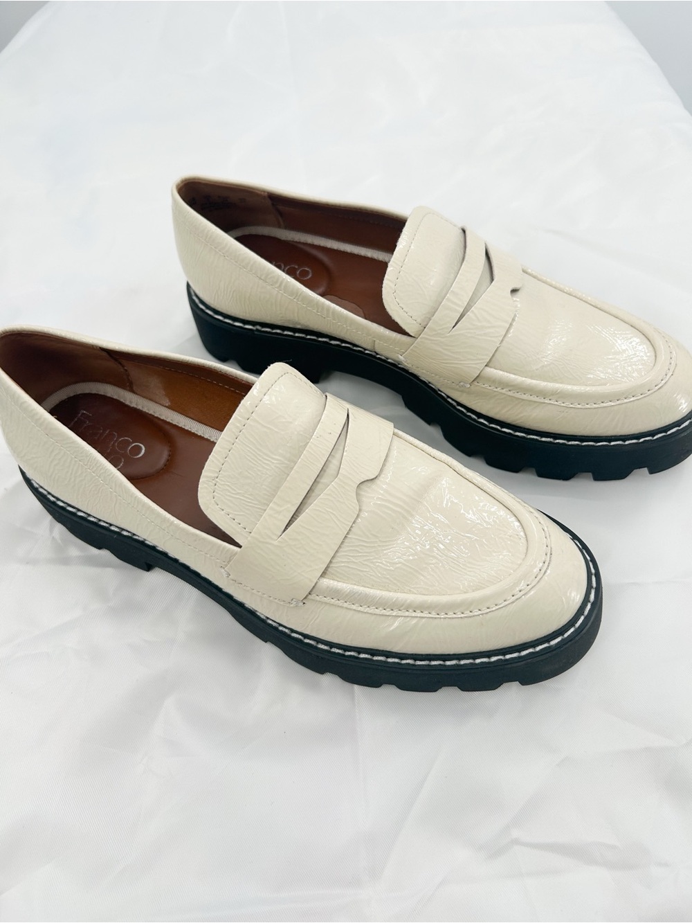Franco Sarto Balin Chunky Loafers Cream Putty White 8